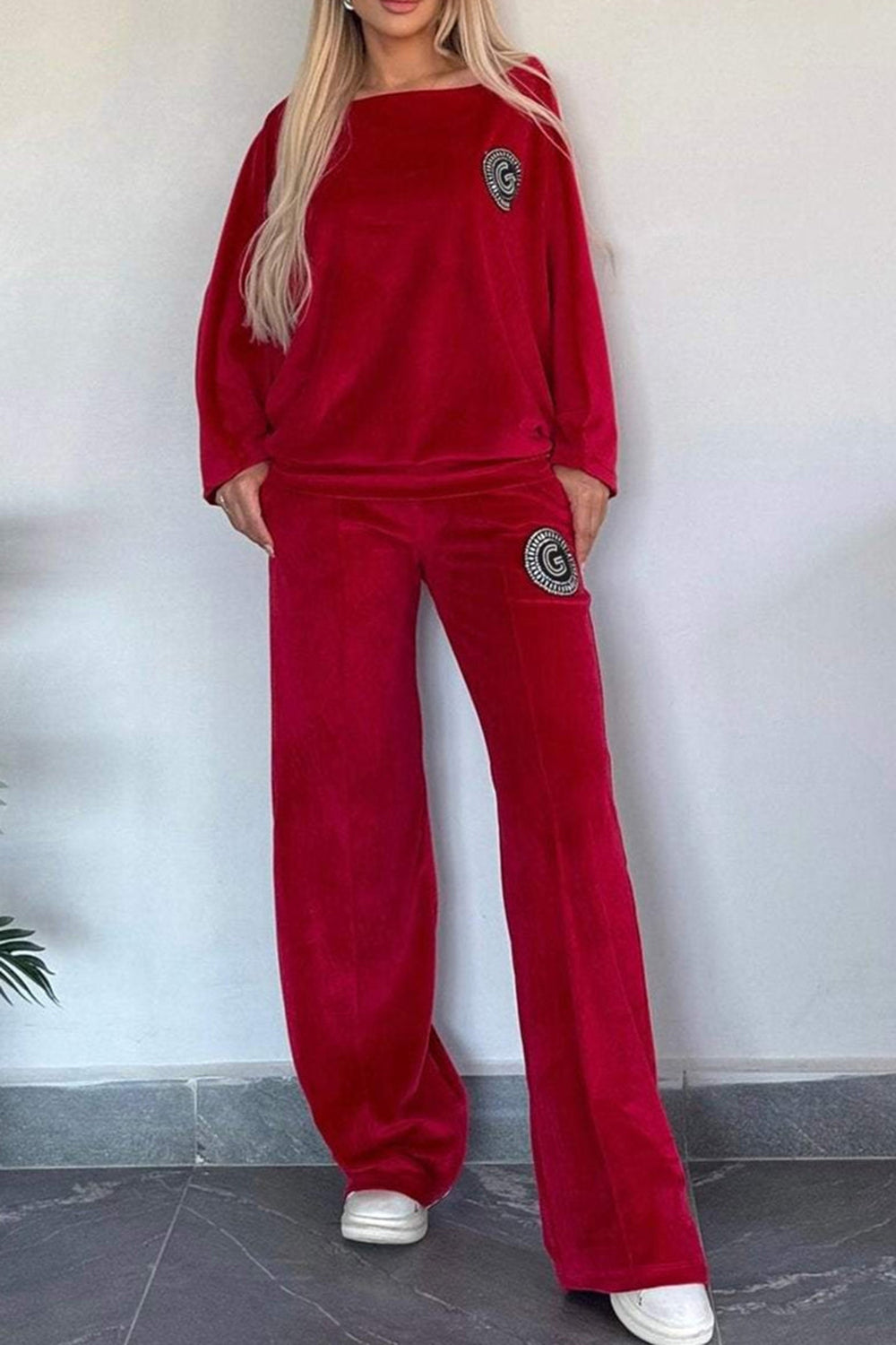 Long Sleeve Off Shoulder Top and Pants Set