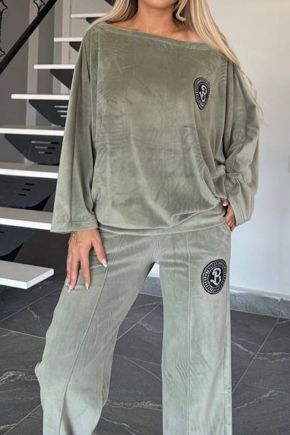 Long Sleeve Off Shoulder Top and Pants Set