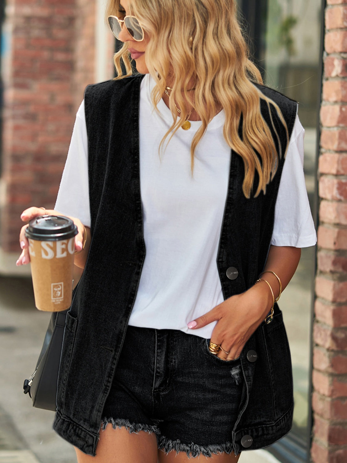 Button Denim Vest