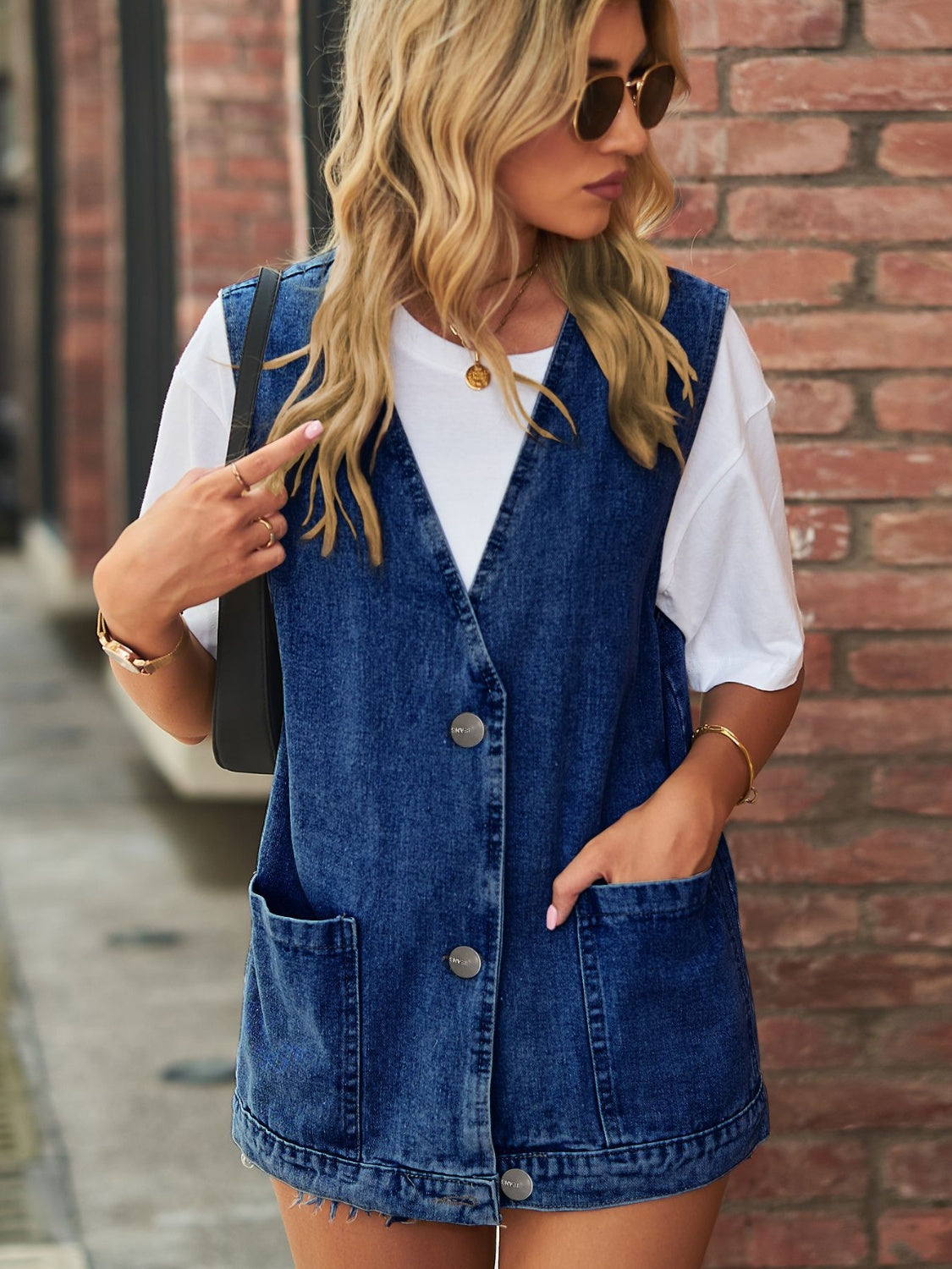 Button Denim Vest