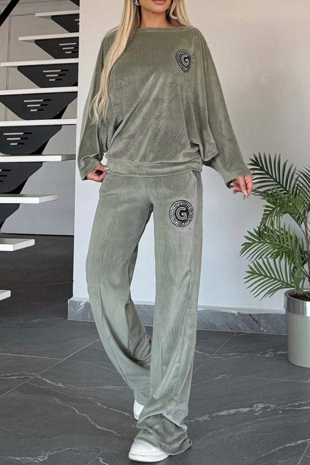 Long Sleeve Off Shoulder Top and Pants Set