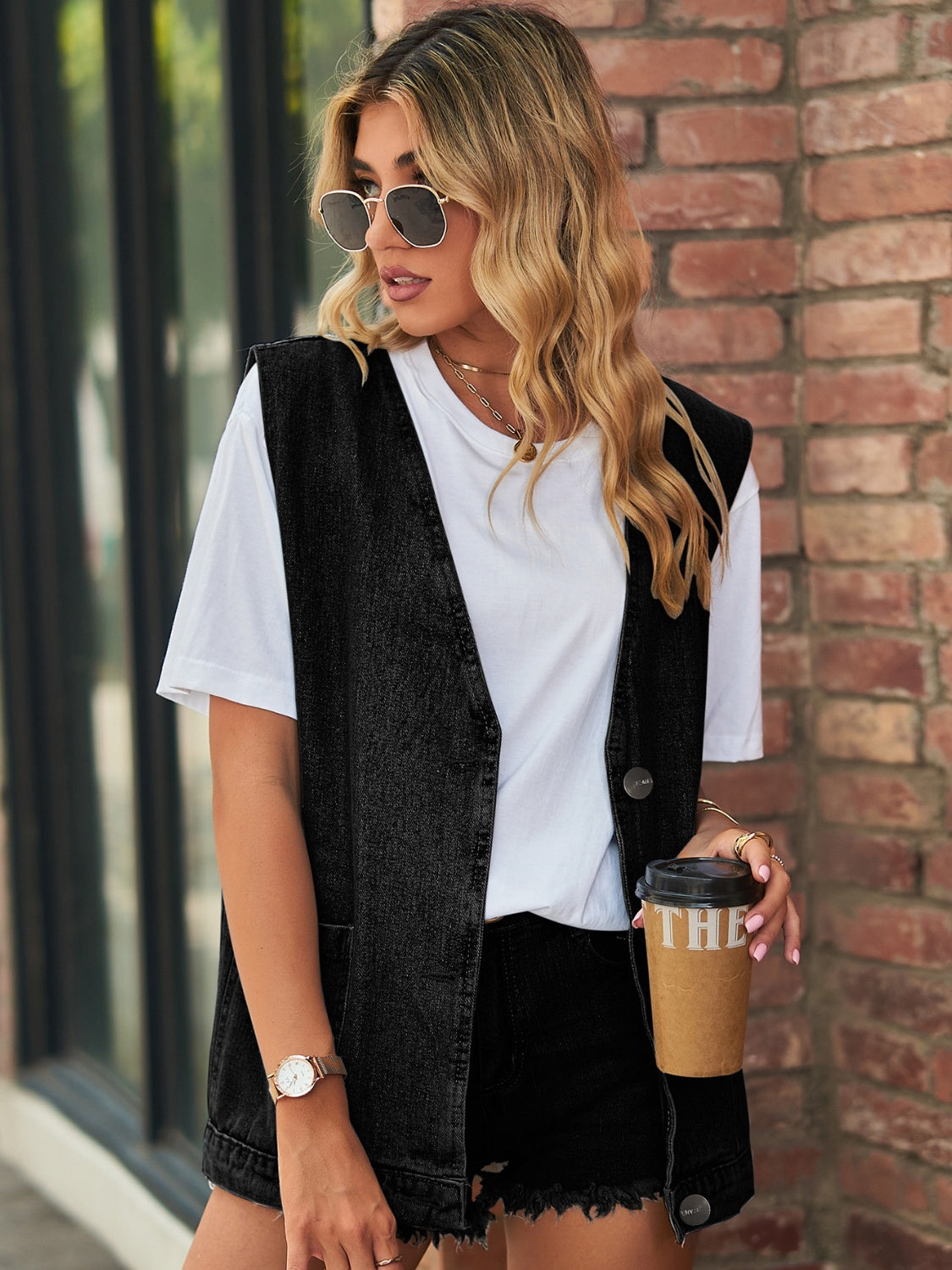 Button Denim Vest