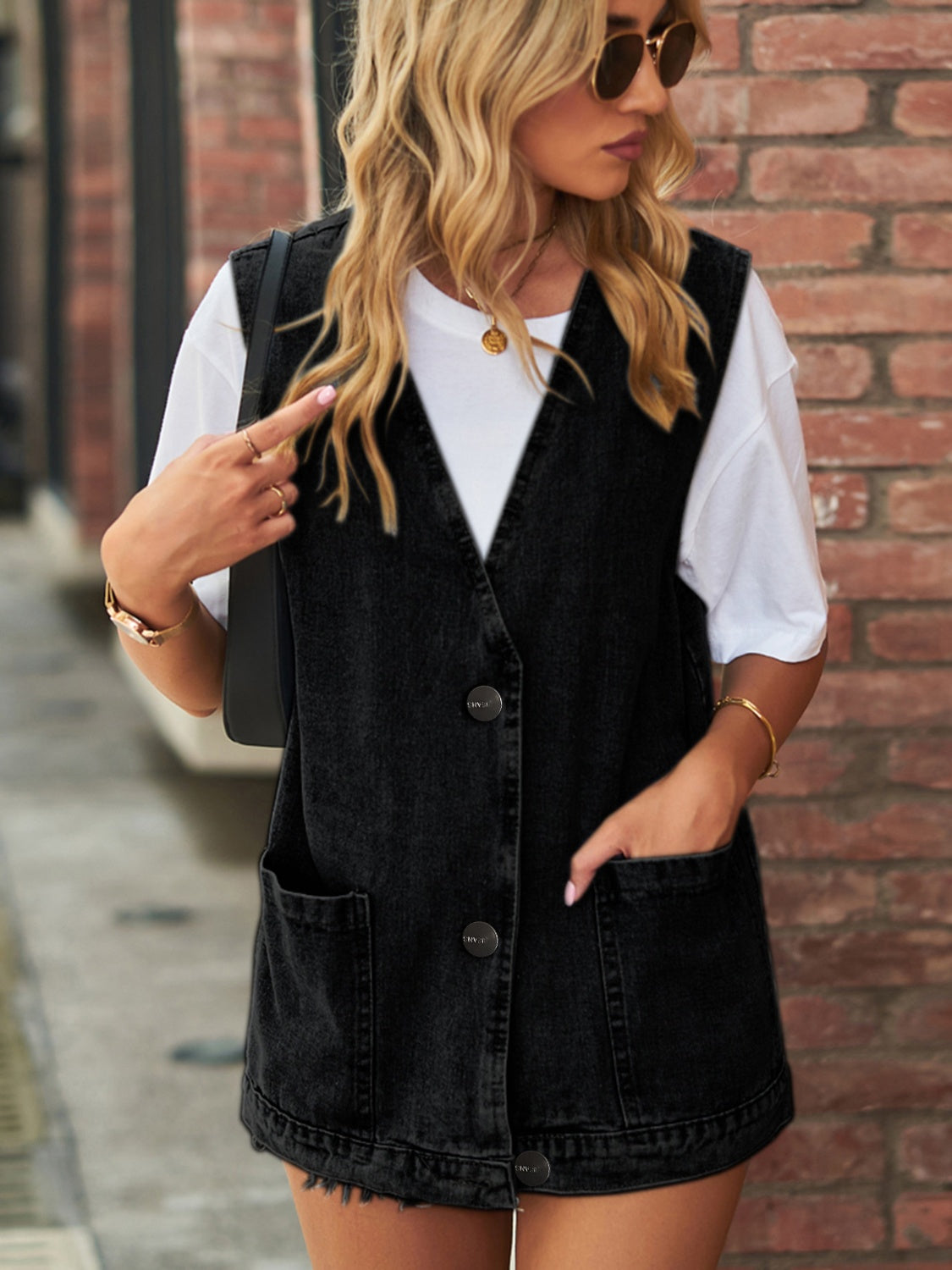 Button Denim Vest