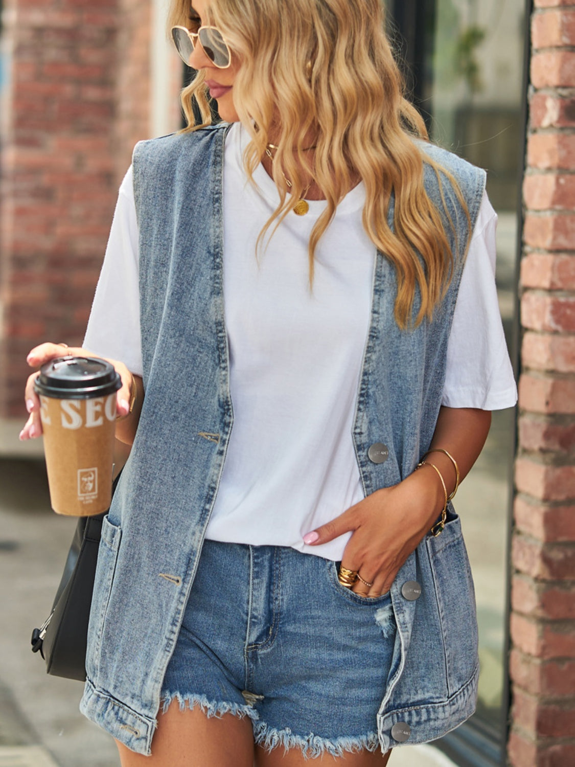 Button Denim Vest