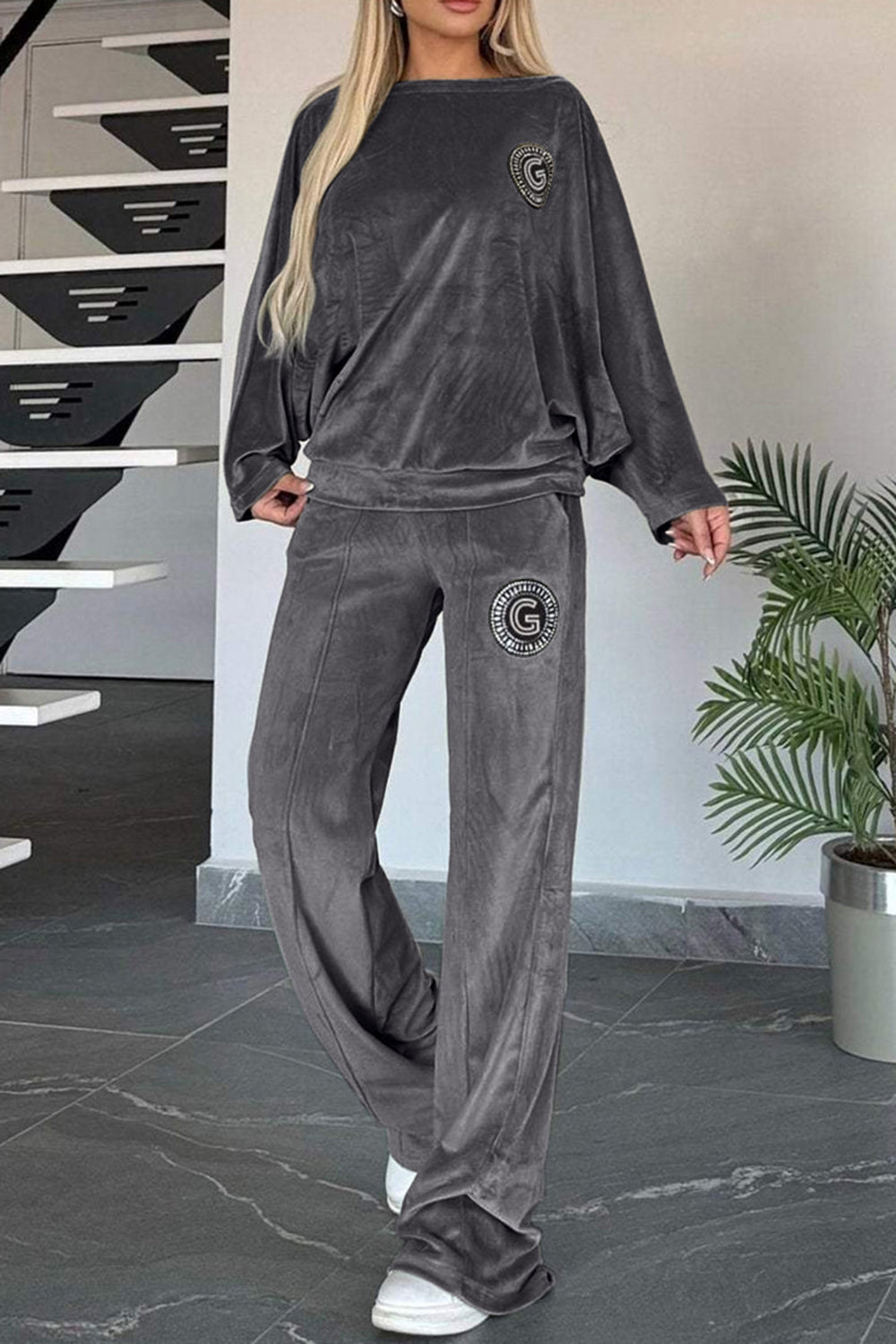 Long Sleeve Off Shoulder Top and Pants Set