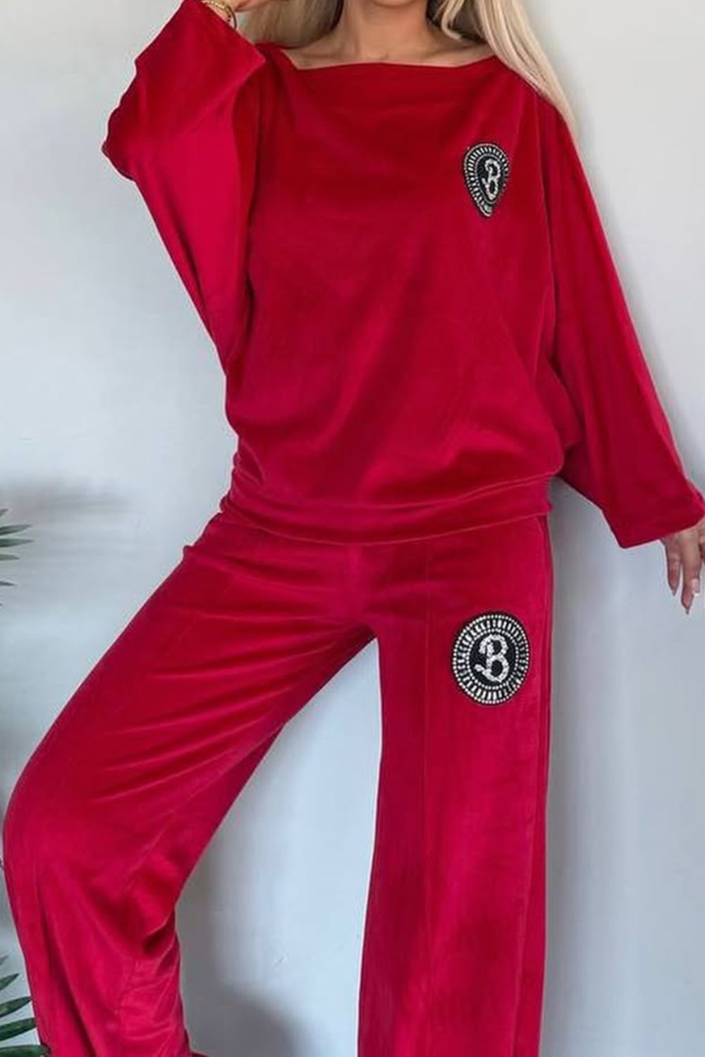 Long Sleeve Off Shoulder Top and Pants Set