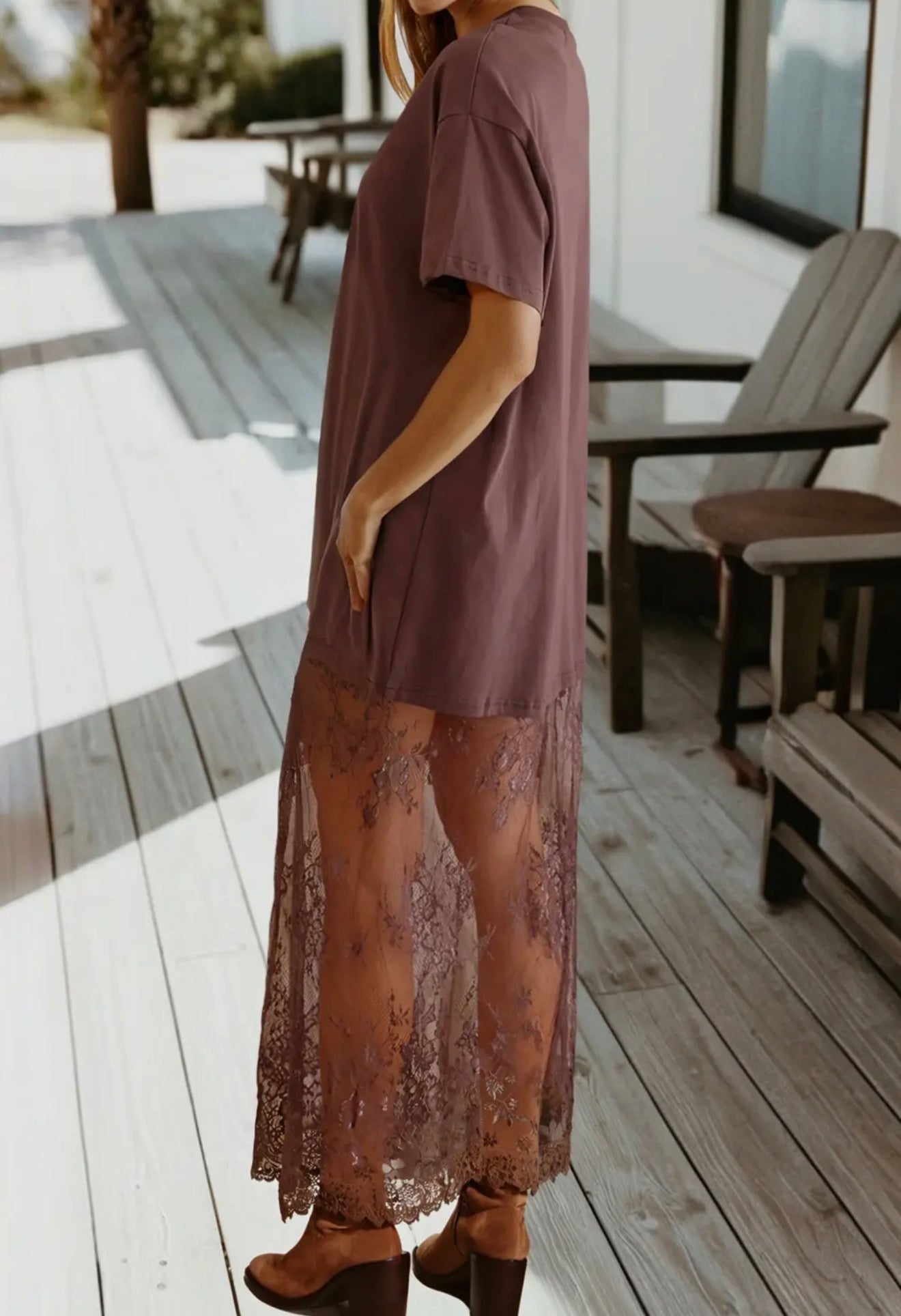 Mesh Lace T-Shirt Dress