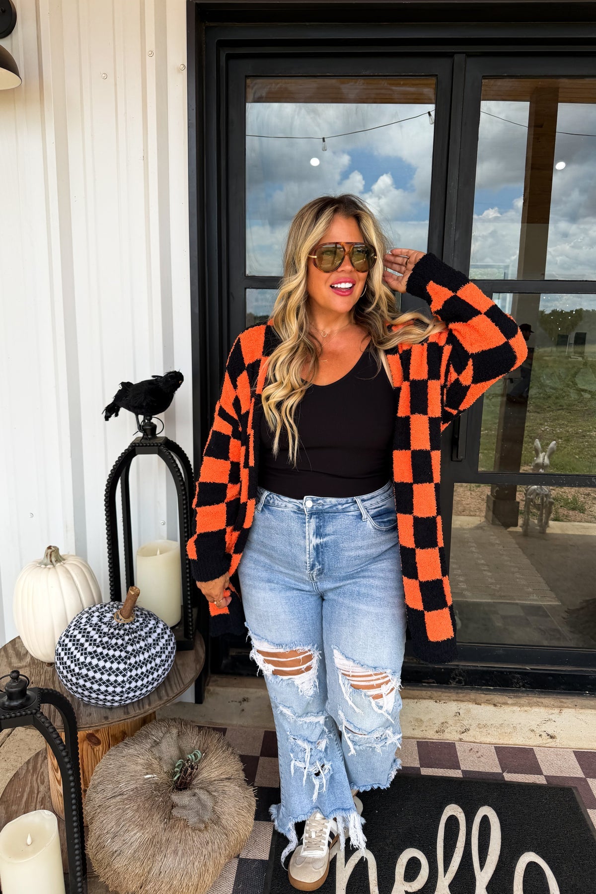Checkered Halloween Cardigan