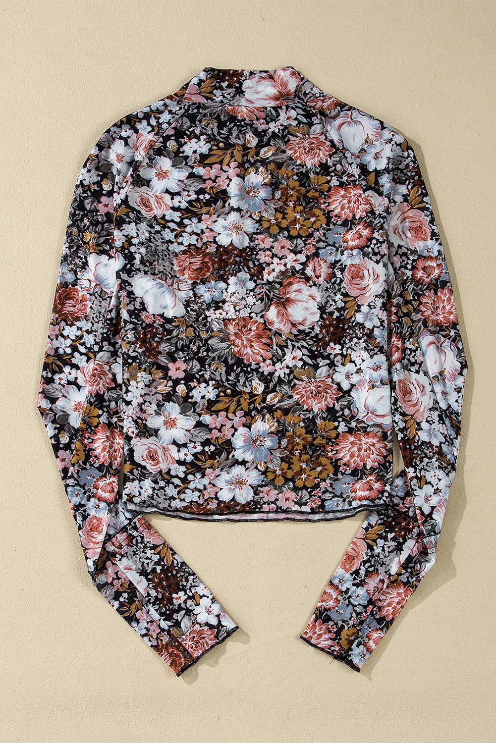 Floral Long Sleeve Mesh Blouse