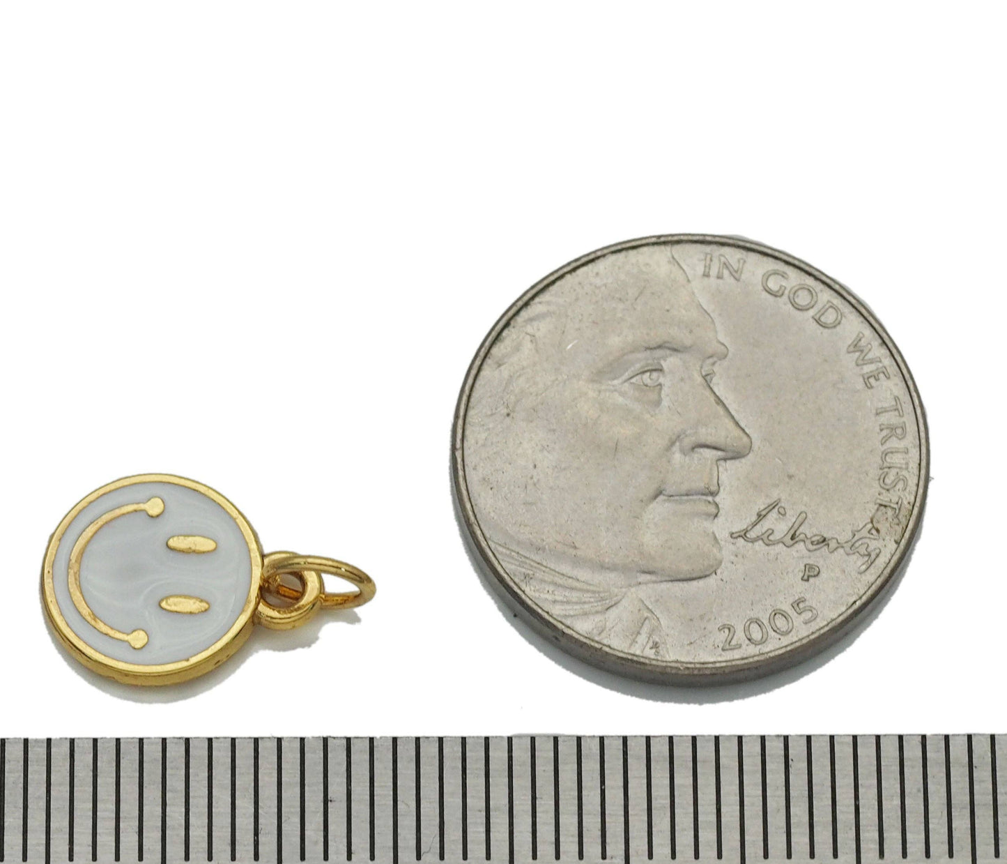 Enamel Gold Smiley Face Charm 18K Gold