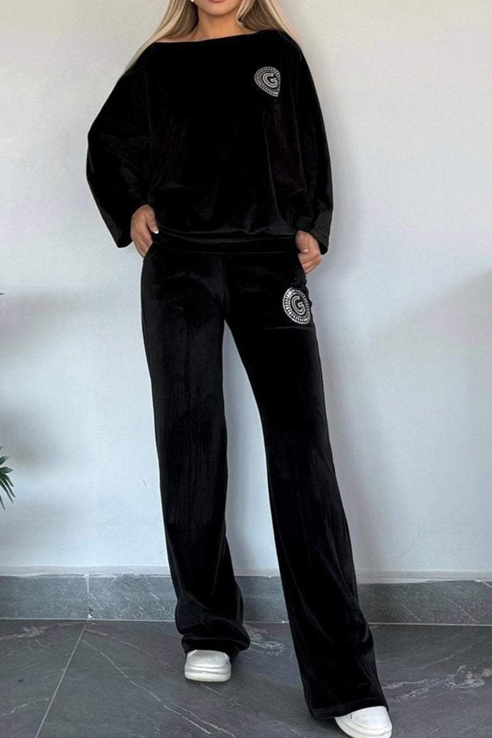 Long Sleeve Off Shoulder Top and Pants Set
