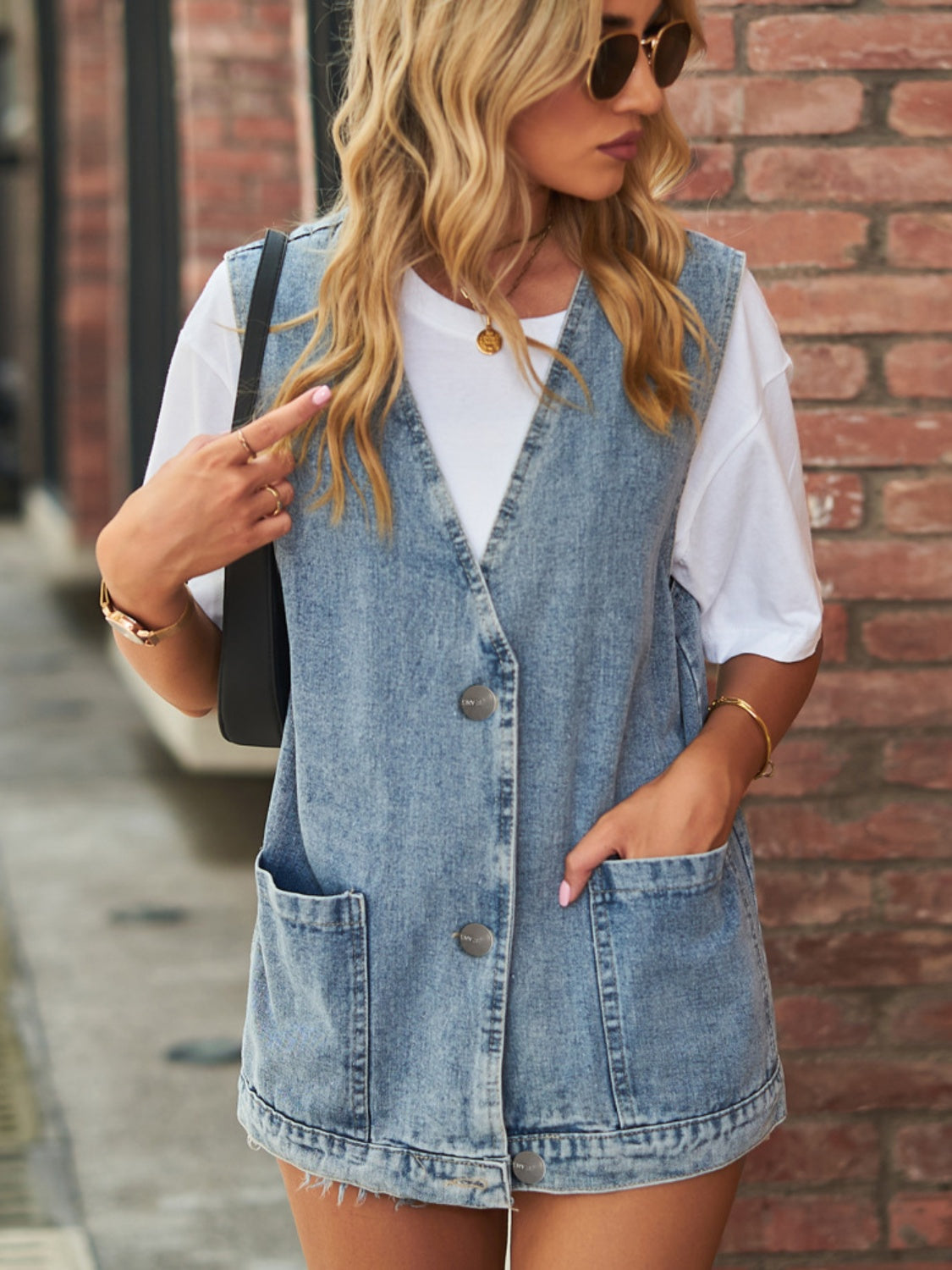 Button Denim Vest