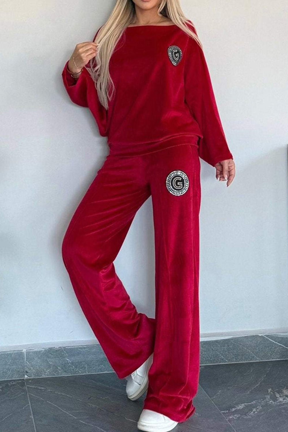 Long Sleeve Off Shoulder Top and Pants Set