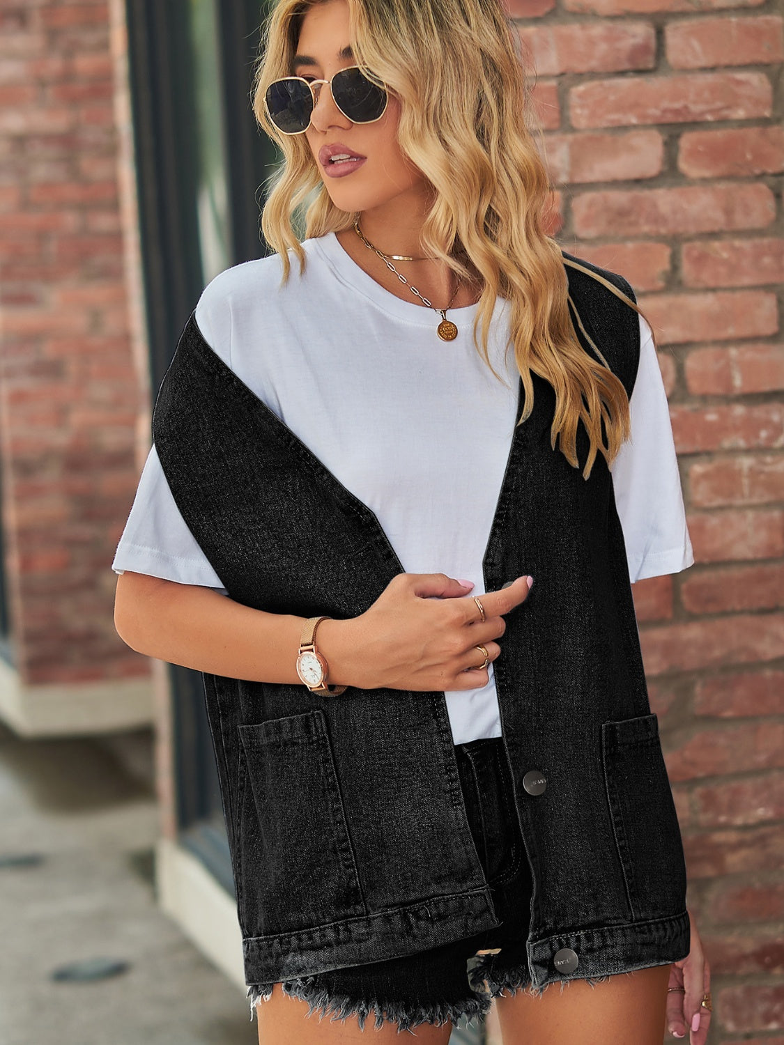 Button Denim Vest