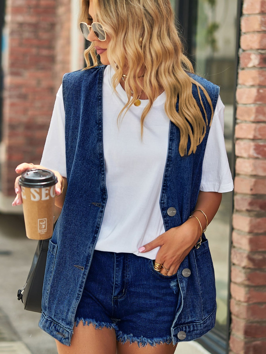 Button Denim Vest