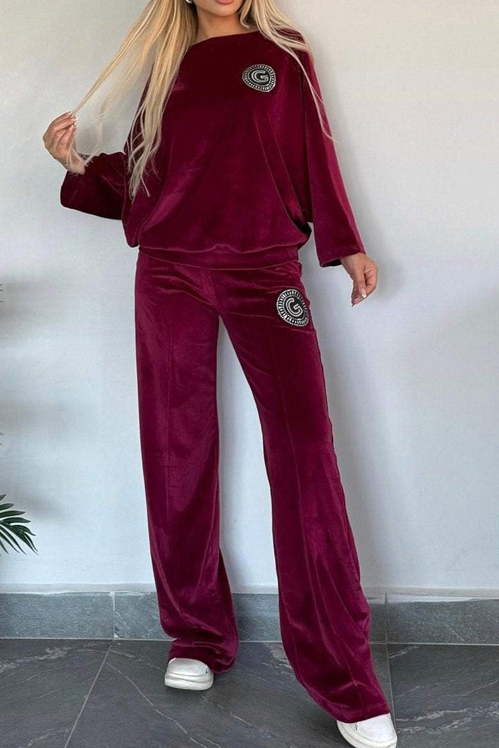 Long Sleeve Off Shoulder Top and Pants Set