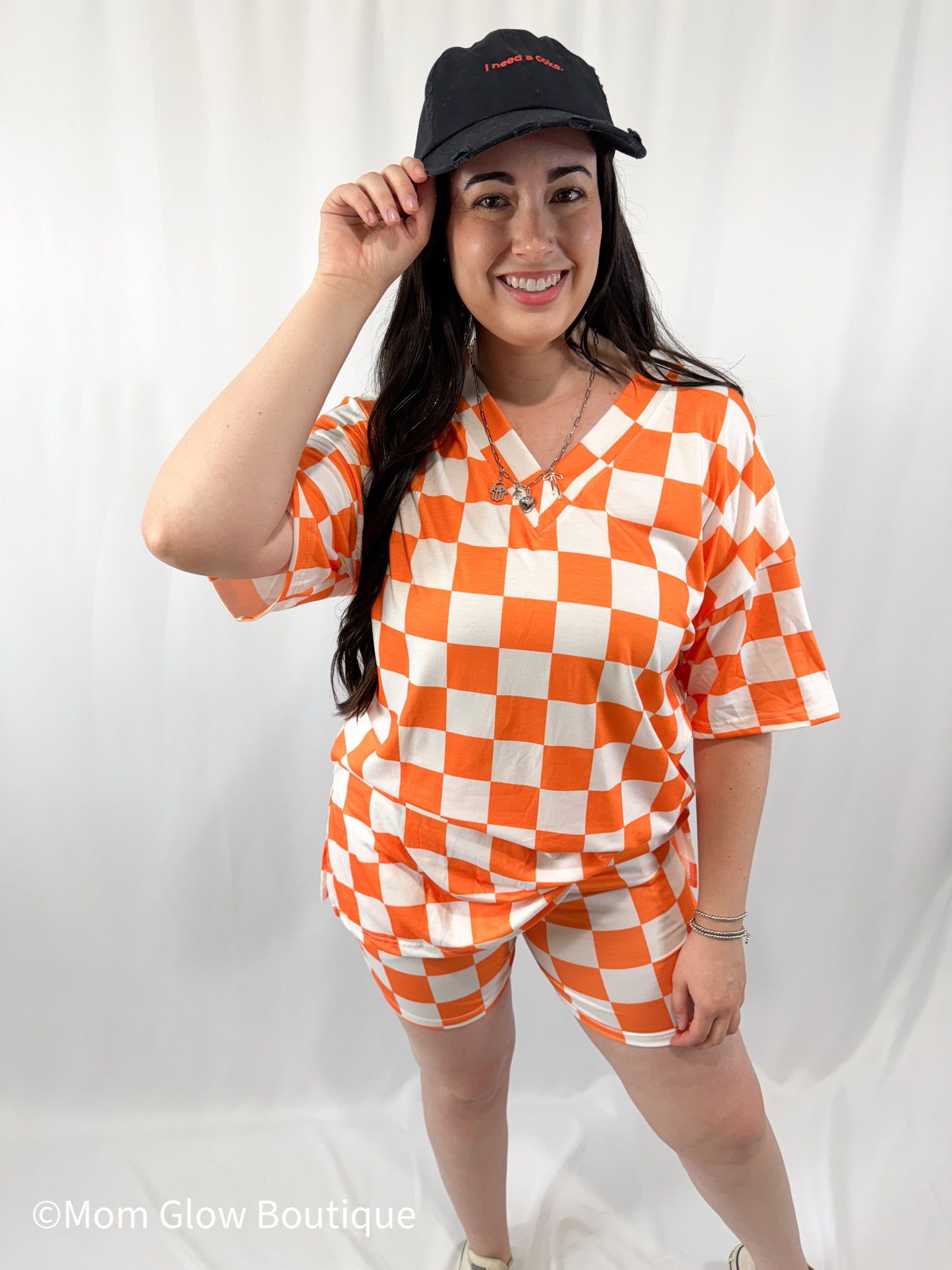 Checkered V Tee and Shorts Set