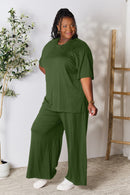 Slit Top and Pants Two Piece Set