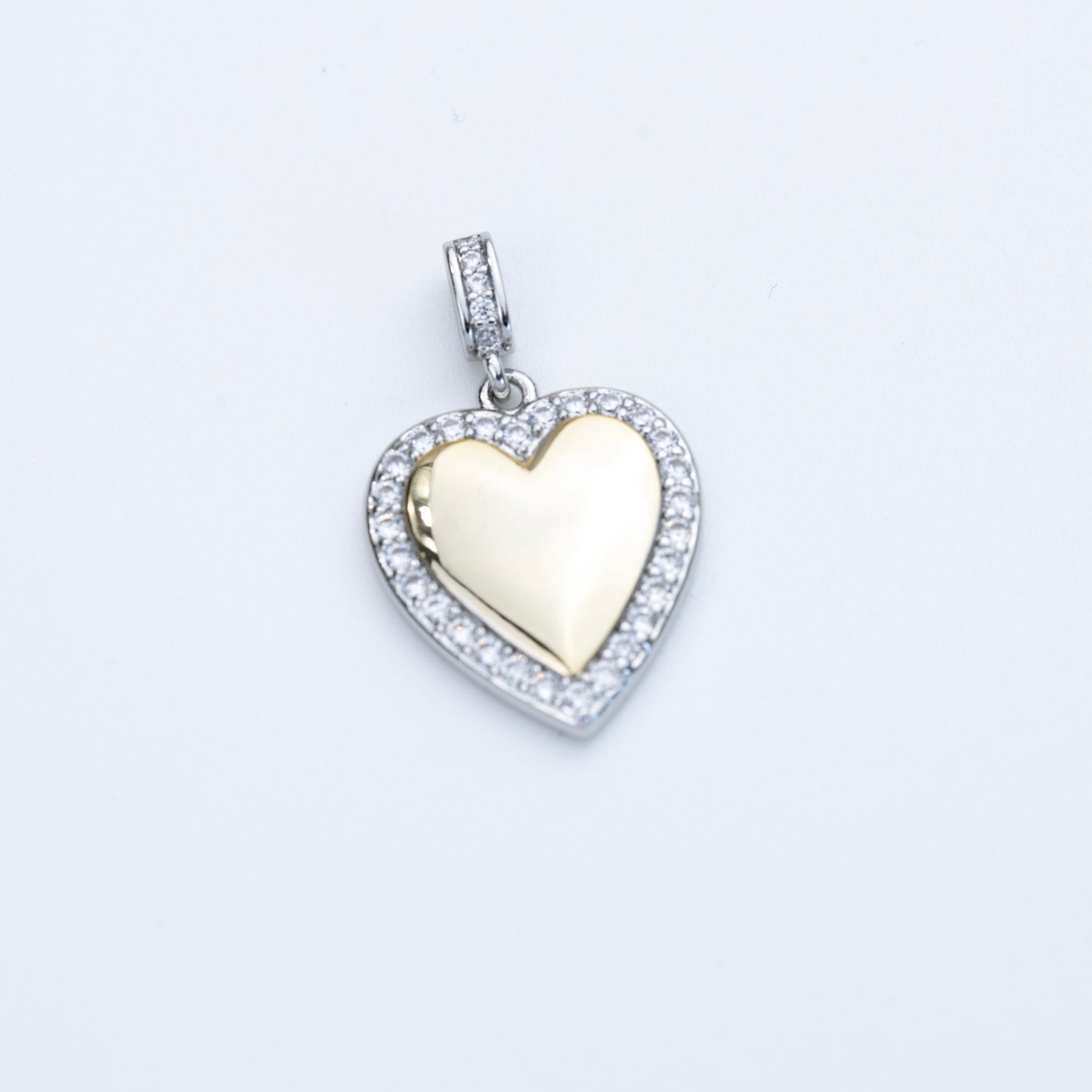 Silver Heart with Gold Center Charm