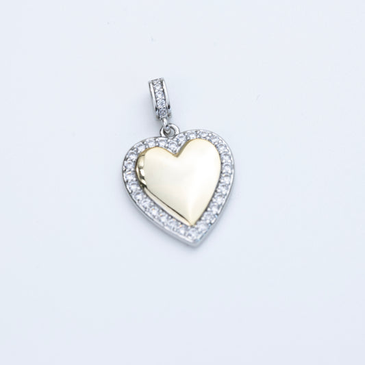 Silver Heart with Gold Center Charm