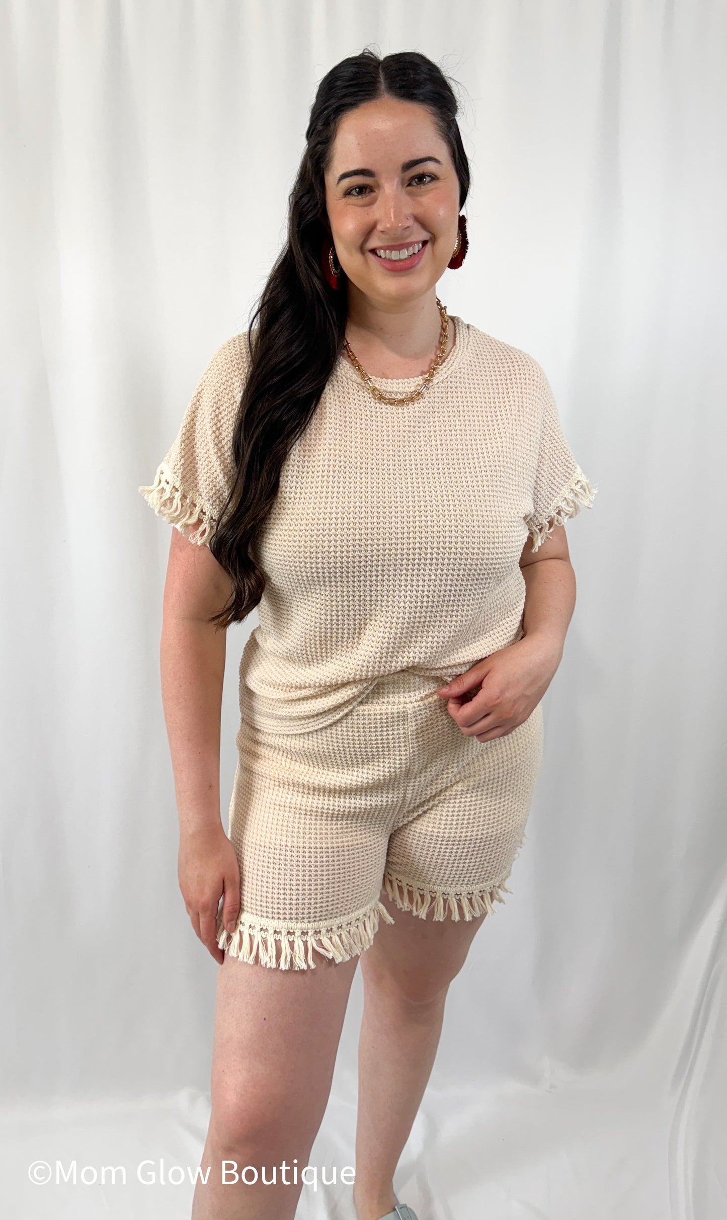 Tassel Round Neck Top and Shorts Set