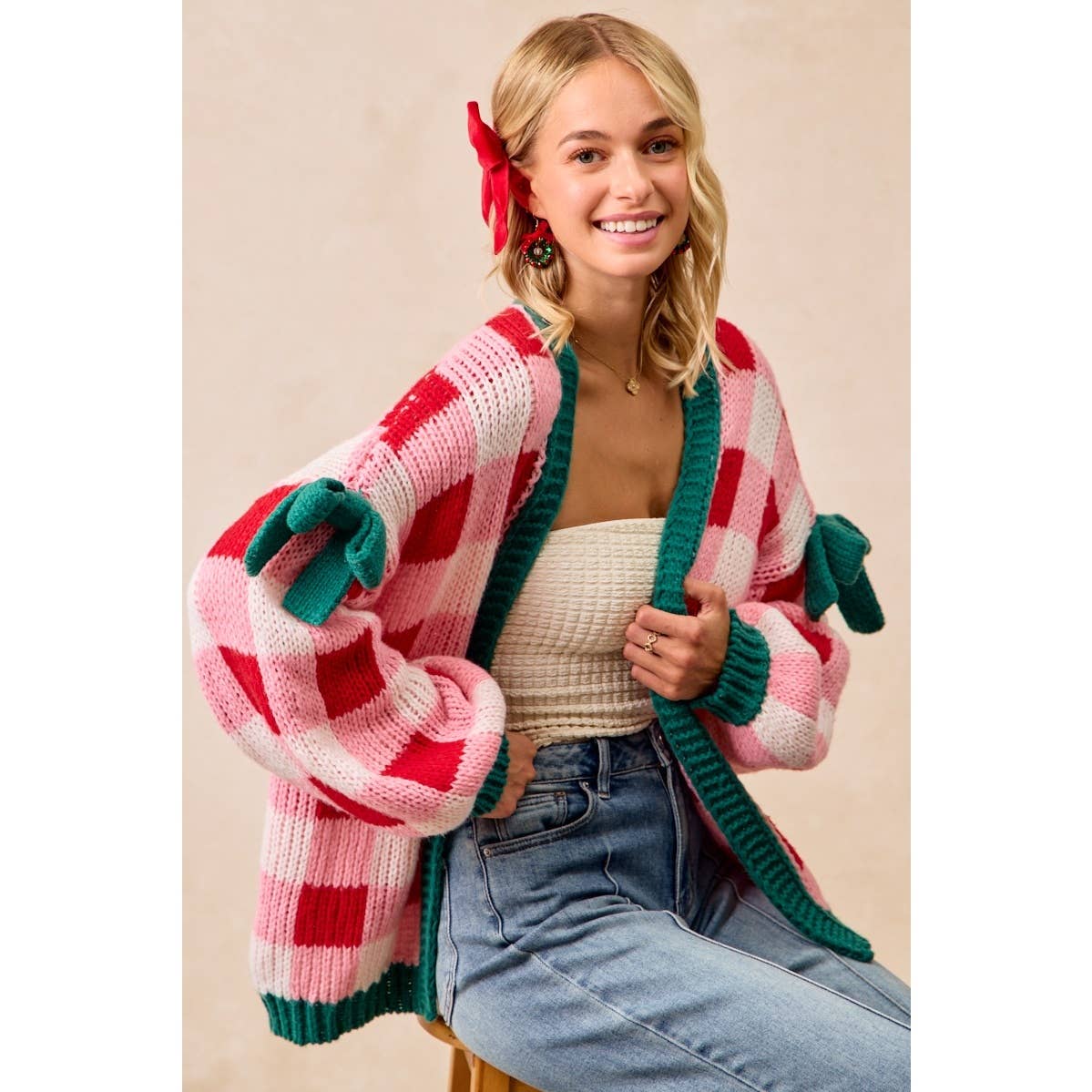 PRE-ORDER Christmas Cardigan Checkerboard