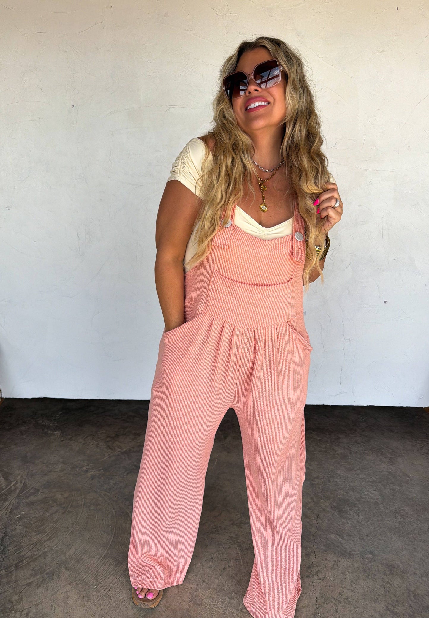 Spring Boho Overalls With Pockets Adjustable Straps