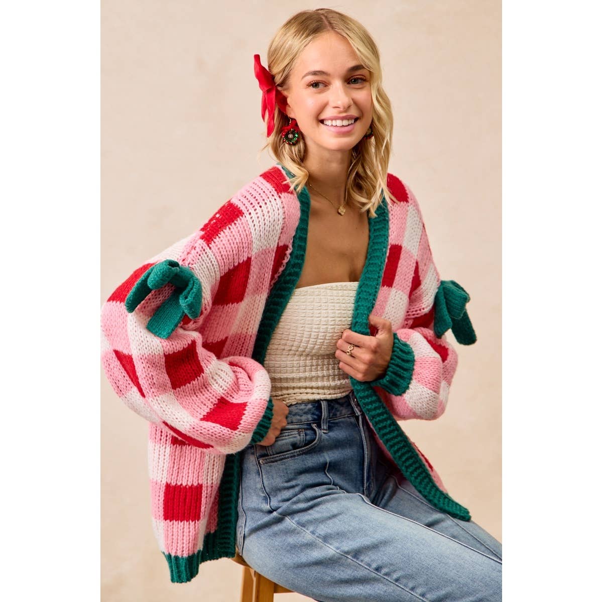 PRE-ORDER Christmas Cardigan Checkerboard