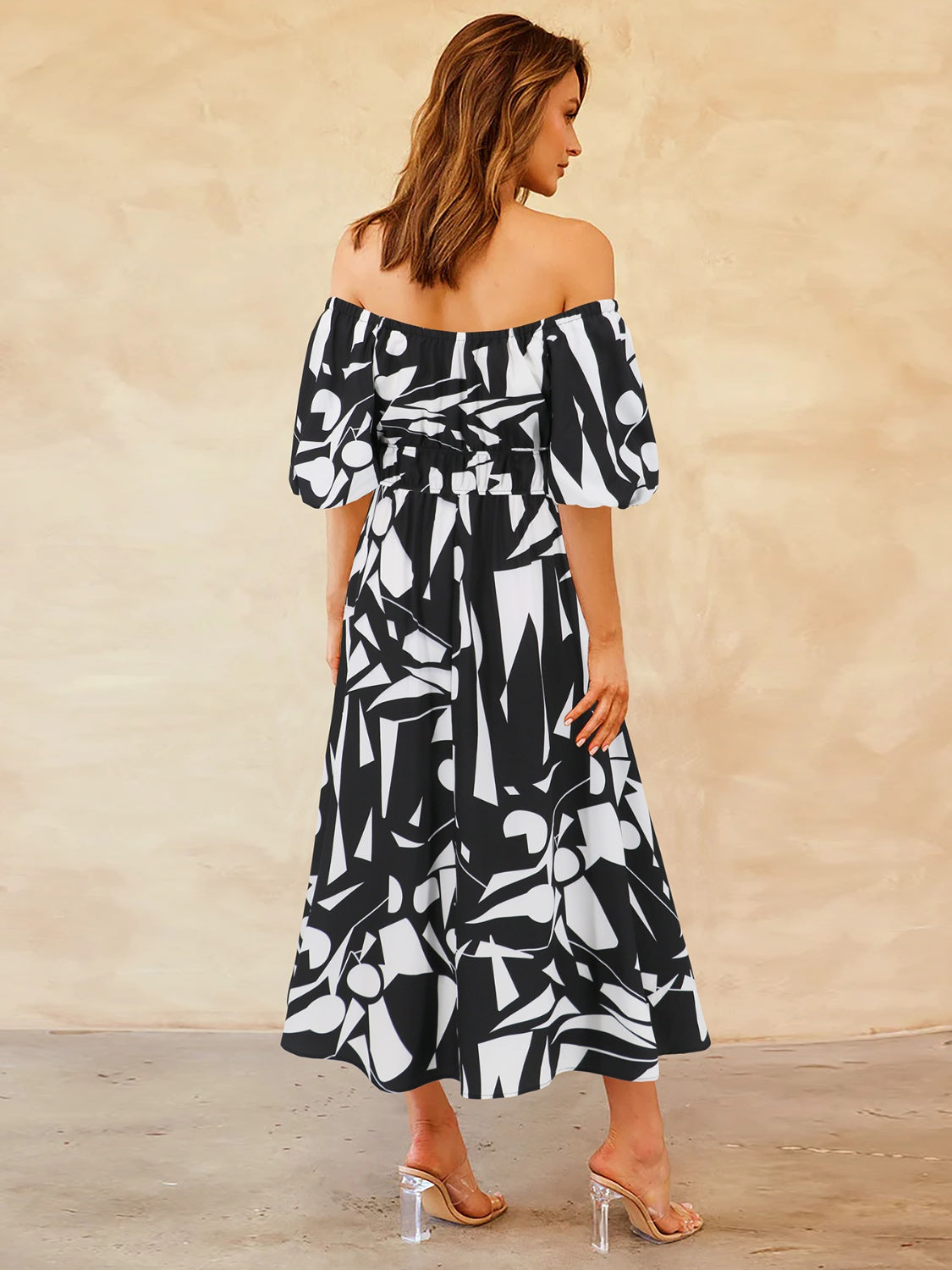 Off-Shoulder Balloon Sleeve Dress