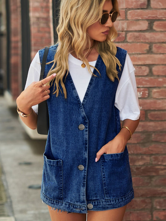 Button Up Denim Vest