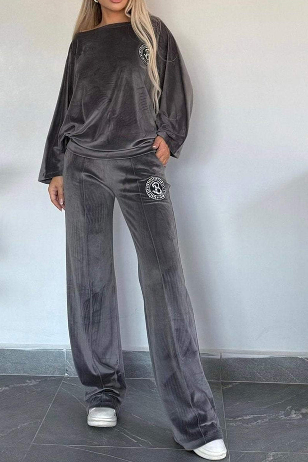 Long Sleeve Off Shoulder Top and Pants Set