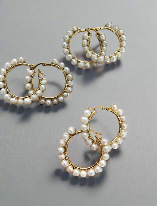 Natalie Pearl Hoop Earrings