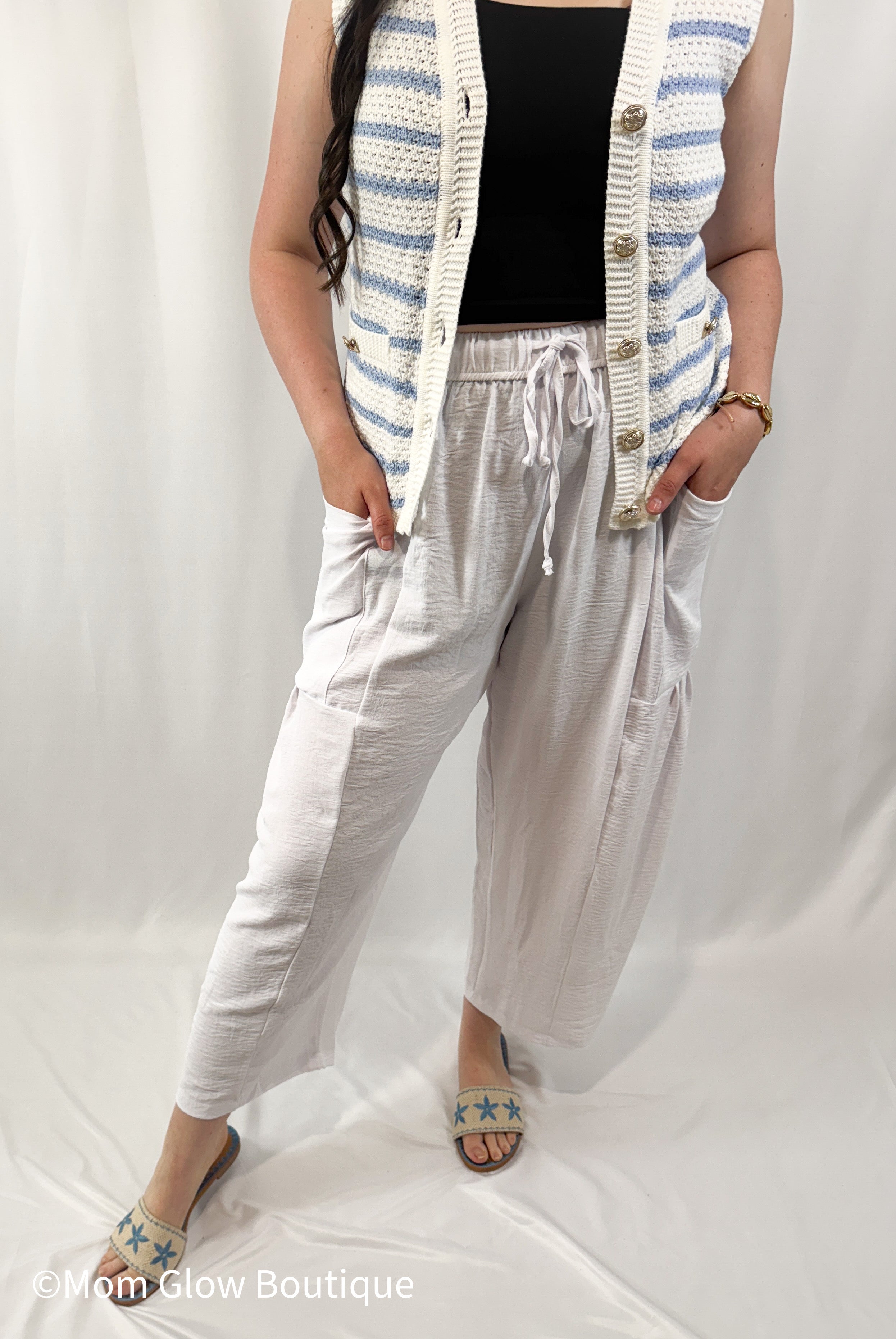 Drawstring Wide Leg Pants