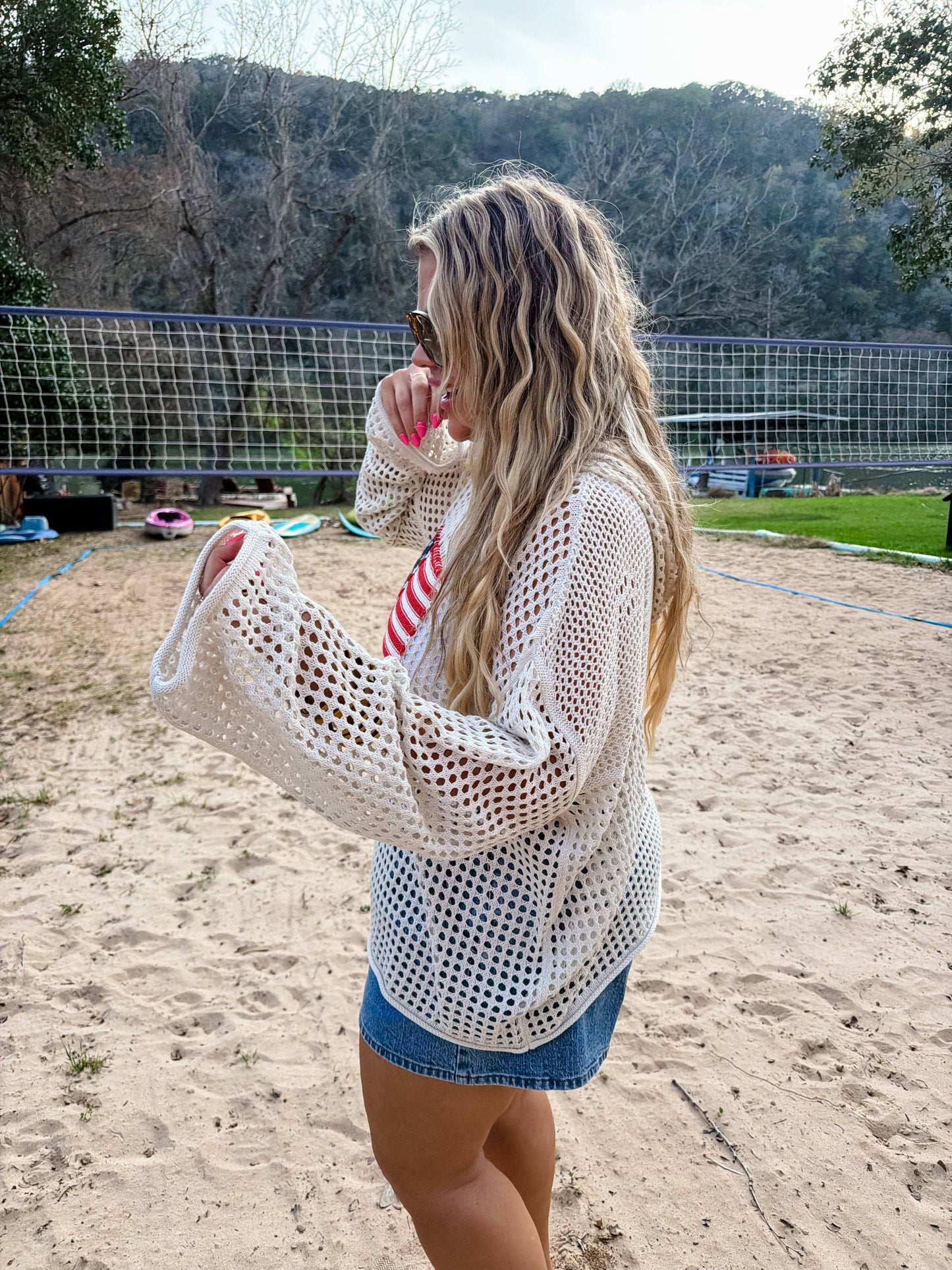 Freedom Flag Patch Pullover Knit Sweater With USA Flag