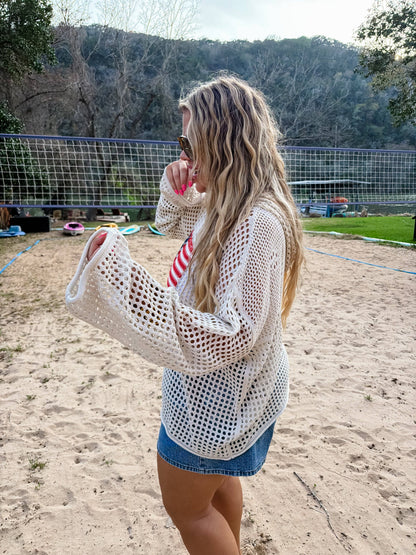 Freedom Flag Patch Pullover Knit Sweater With USA Flag