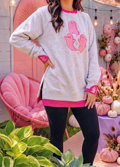 PRE-ORDER Ghosts LayerPop Double Cuff Sweatshirt Embroidered Ghosts