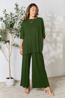 Slit Top and Pants Two Piece Set