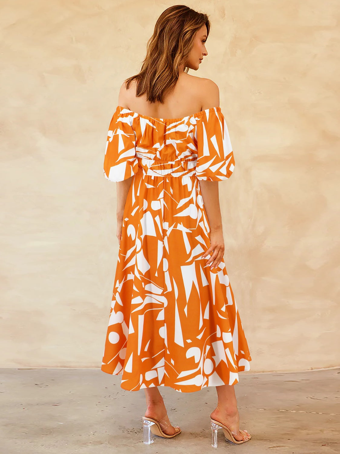 Off-Shoulder Balloon Sleeve Dress