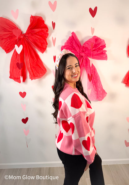 Heart Checkered Valentine Sweater