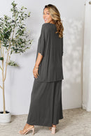 Slit Top and Pants Two Piece Set