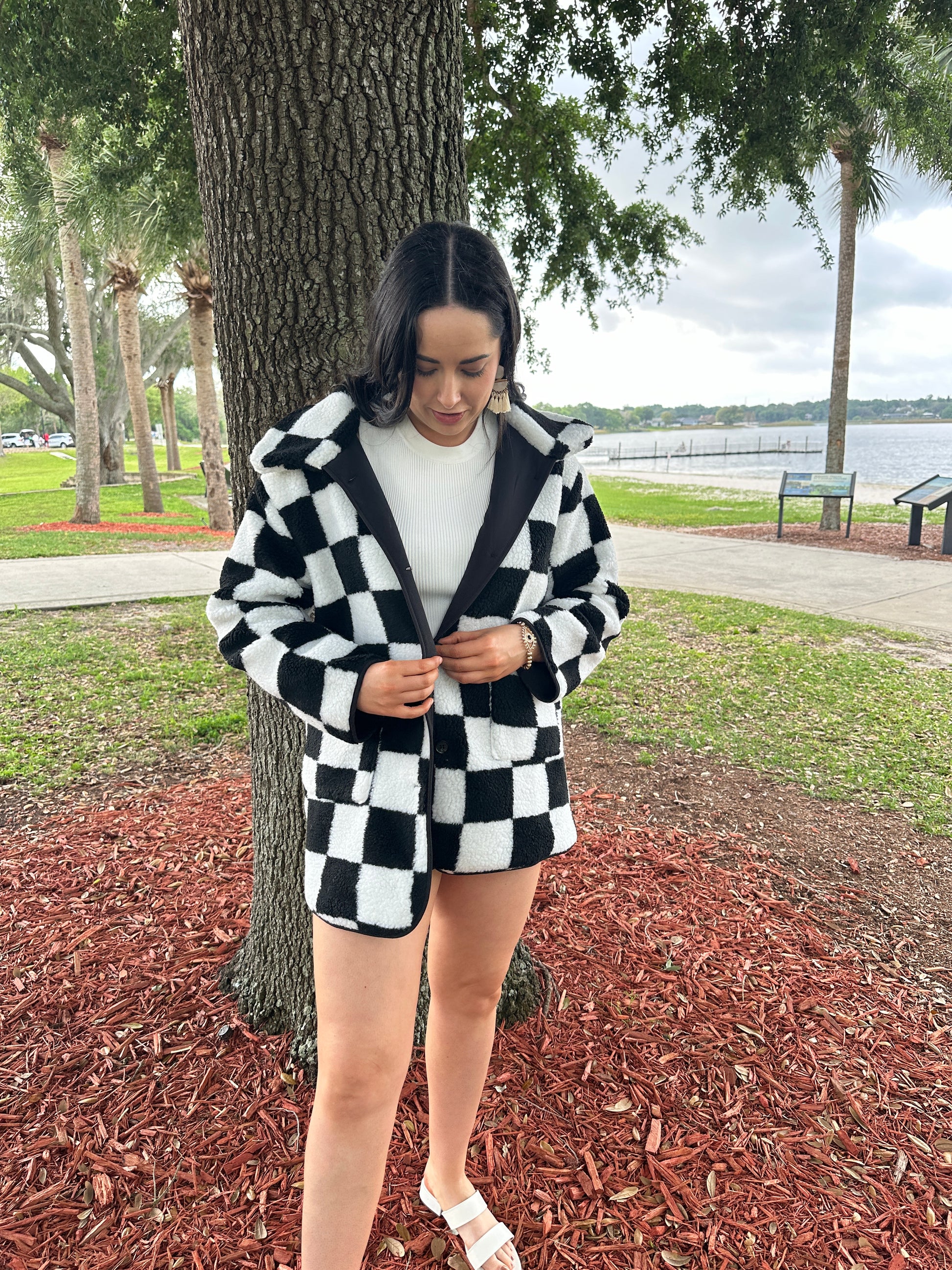 Hold That Thought Checkered Coat - MomGlow Boutique