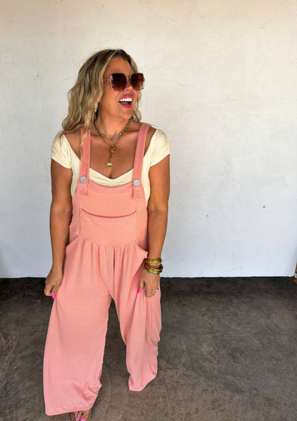 Spring Boho Overalls With Pockets Adjustable Straps