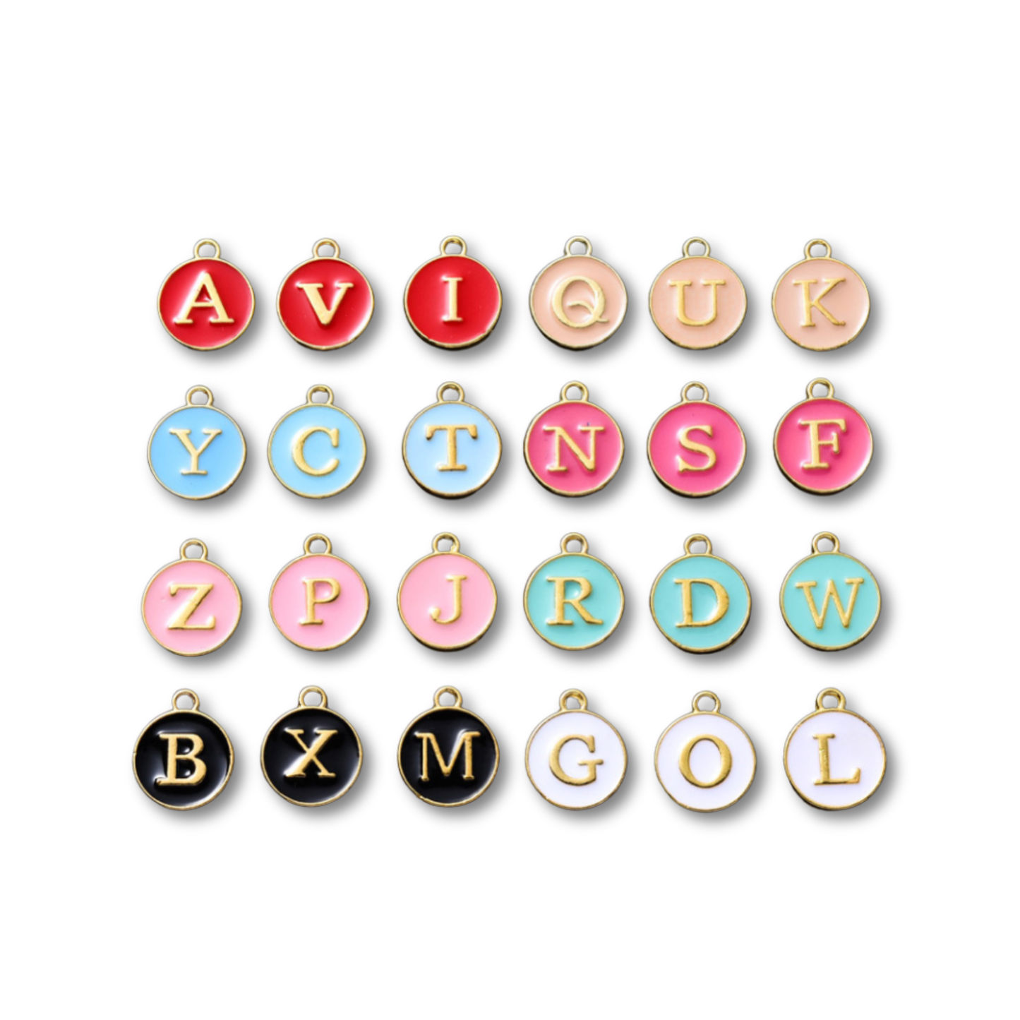 Gold Round Initial Letter Charm