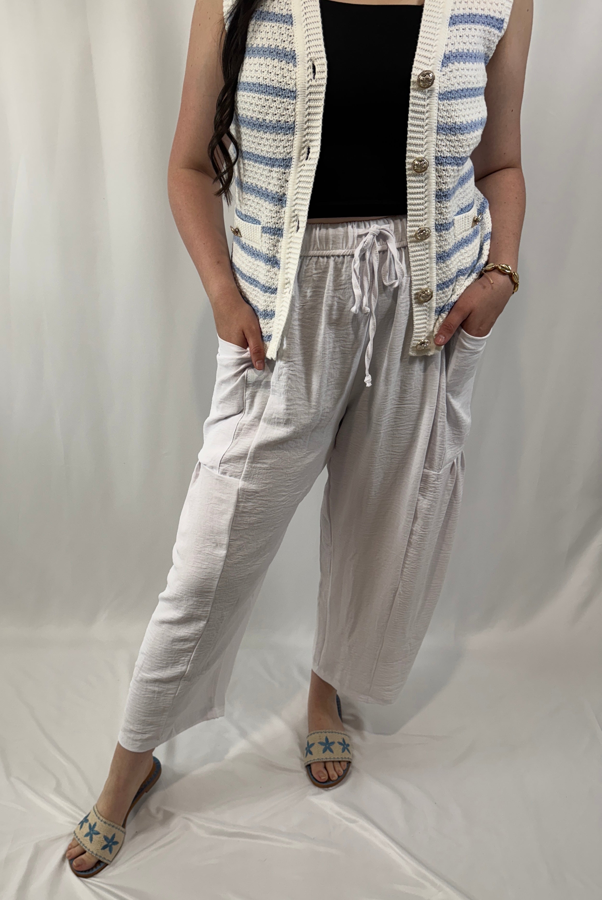 Drawstring Wide Leg Pants