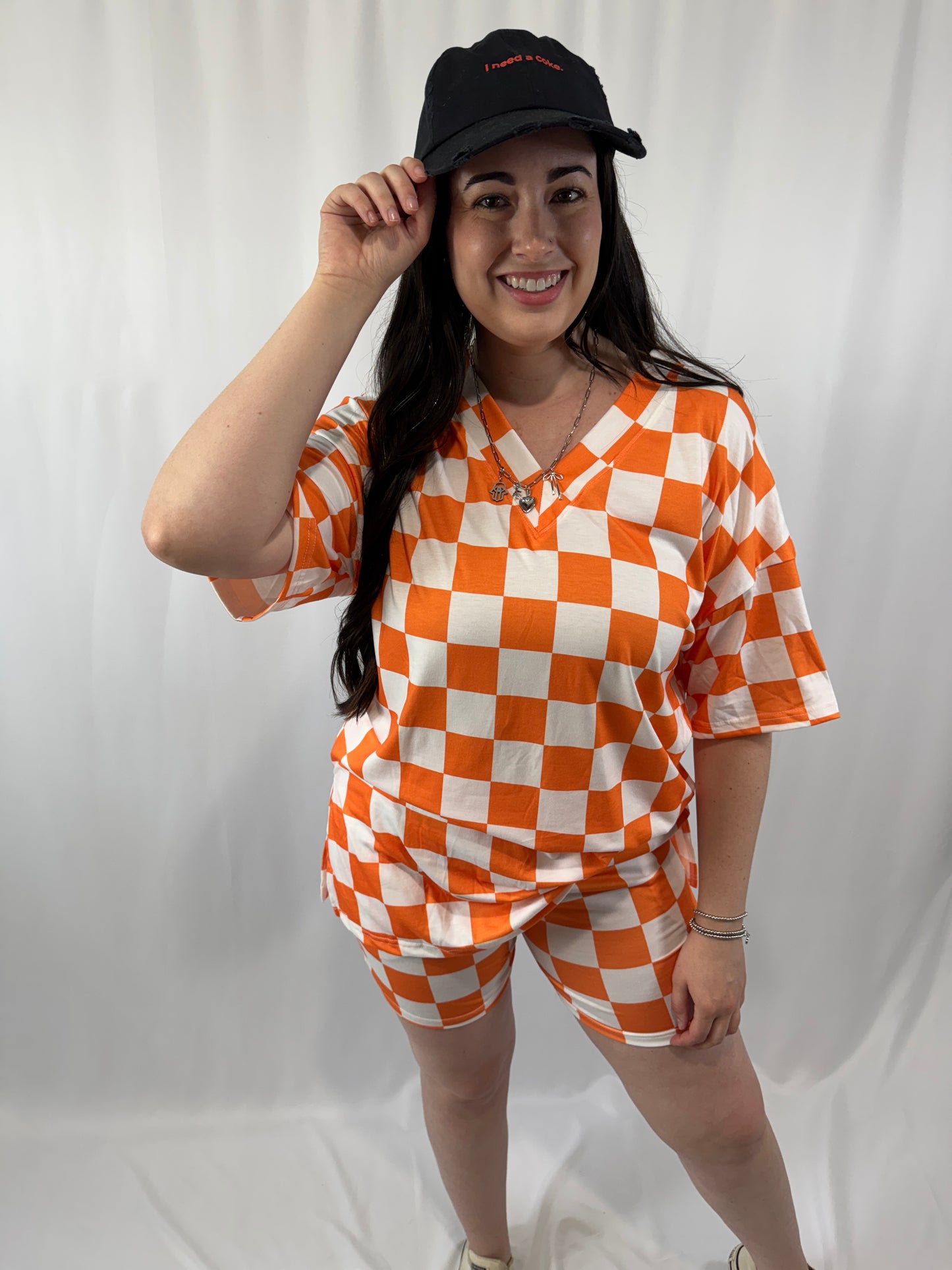 Checkered V Tee and Shorts Set