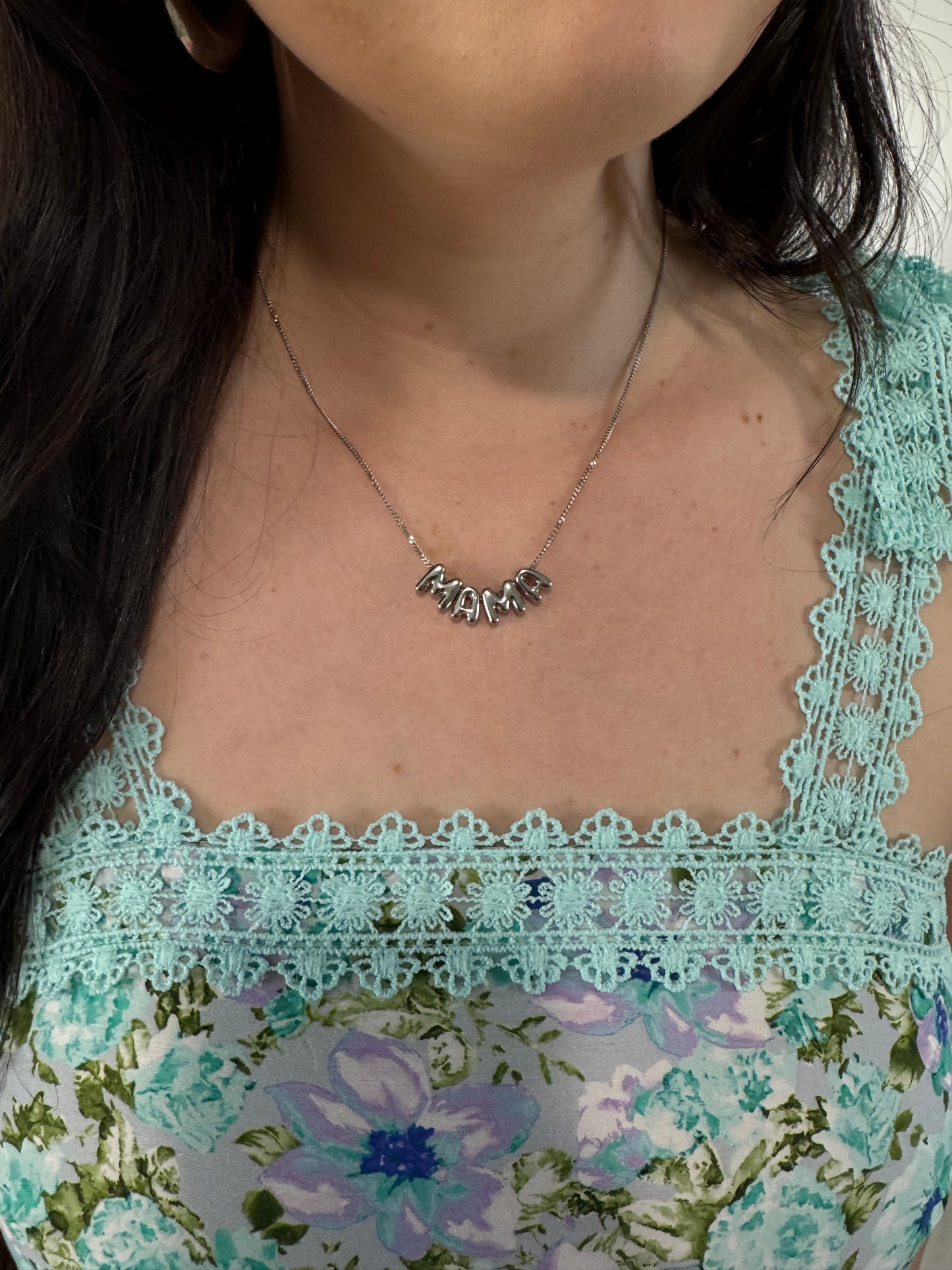 Lace Detail Square Neck Floral Dress