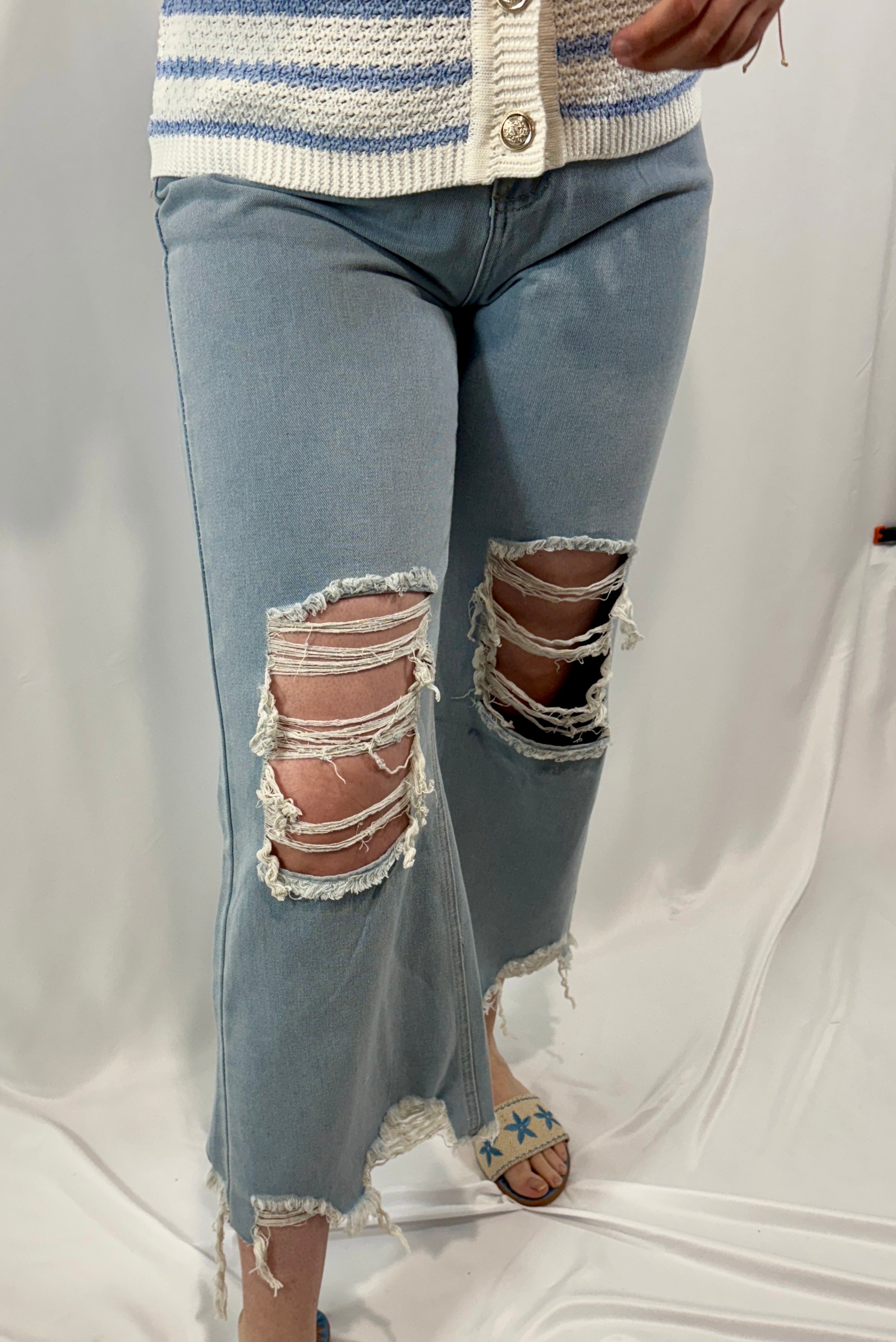 Distressed Hem Jeans
