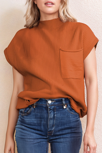 Pocket Ribbed Knit Sweater