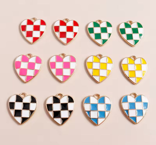 Checkered Heart Charm