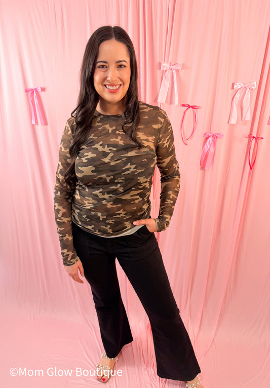 Camo Mesh Top